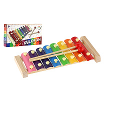 Xylofon dřevo/kov 24cm s paličkami v krabici 25x13x4cm