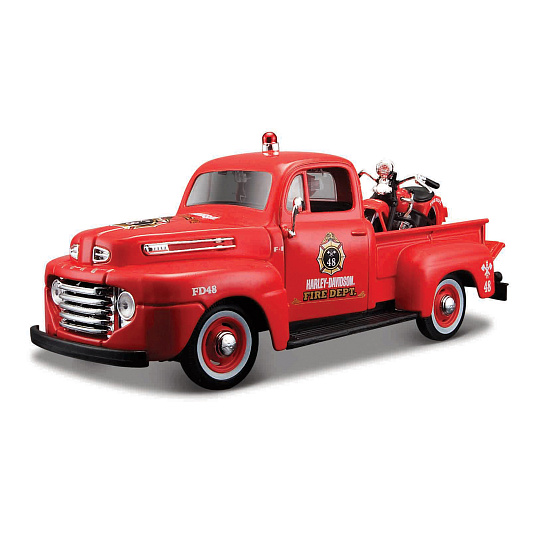Maisto - Harley-Davidson Custom, 1948 Ford F-1 Pick up + 1936 EL Knucklehead, 1:24 Maisto - Harley-Davidson Custom, 1948 Ford F-1 Pick up + 1936 EL Knucklehead, 1:24