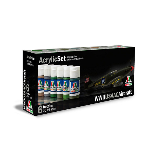 Italeri Sada akrylových barev 438AP - WWII USAAC AIRCRAFT 6 ks