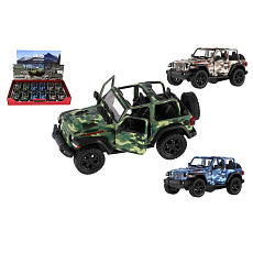 Teddies Auto Kinsmart Jeep Wrangler Camo Edition kov/plast 13cm 3 barvy na zpětné natažení
