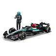Bburago - RACE F1 s figurkou jezdce, Mercedes-AMG Petronas W15 (2024), #63 George Russell, 1:24