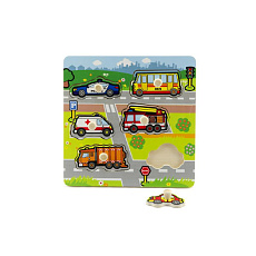 Teddies Vkládačka Moje první auta dřevo 6ks 22,5x22,5x2,5 cm 12m+ MPZ