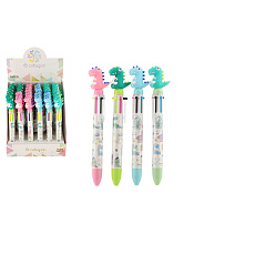 Teddies Tužka/pero dinosaurus šest barev plast 17cm 4 barvy