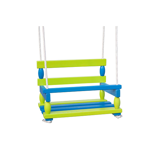 Houpačka dřevo modro-zelená 40x30cm nosnost 80kg v sáčku Houpačka dřevo modro-zelená 40x30cm nosnost 80kg v sáčku
