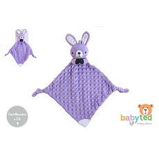 Zajíček usínáček babyted, kousátko, chrastítko plyš 25x25cm na kartě v sáčku 0m+