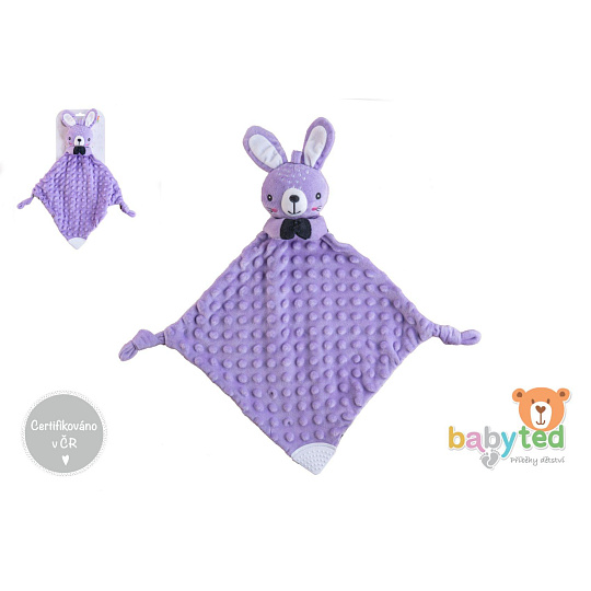 Zajíček usínáček babyted, kousátko, chrastítko plyš 25x25cm na kartě v sáčku 0m+ Zajíček usínáček babyted, kousátko, chrastítko plyš 25x25cm na kartě v sáčku 0m+