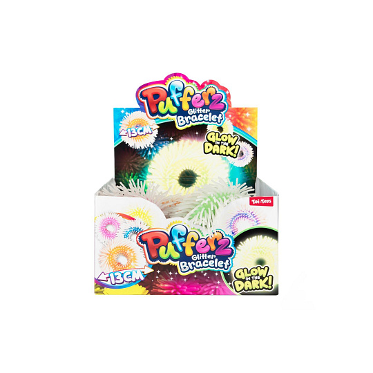 Teddies Náramek svítící ve tmě chlupatý antistresový mačkací silikon 12cm mix barev