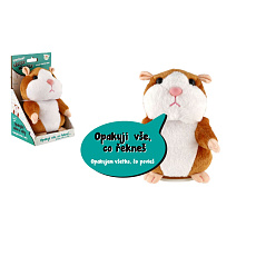 Křeček Mireček opakující věty plyš 18cm na baterie se zvukem v krabici 12x20x10cm v sáčku