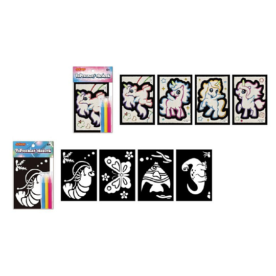 SMT Creatoys Popcornový obrázek s fixy mini 9,5x16cm mix druhů v sáčku