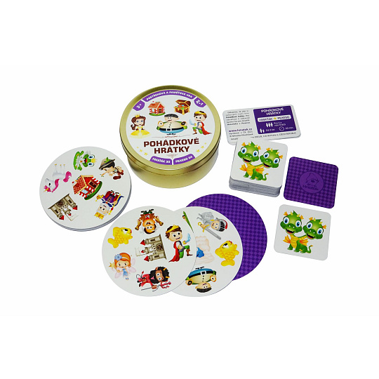 Pohádkové hrátky 2v1 společenská hra v plechové krabičce 10x4cm Pohádkové hrátky 2v1 společenská hra v plechové krabičce 10x4cm
