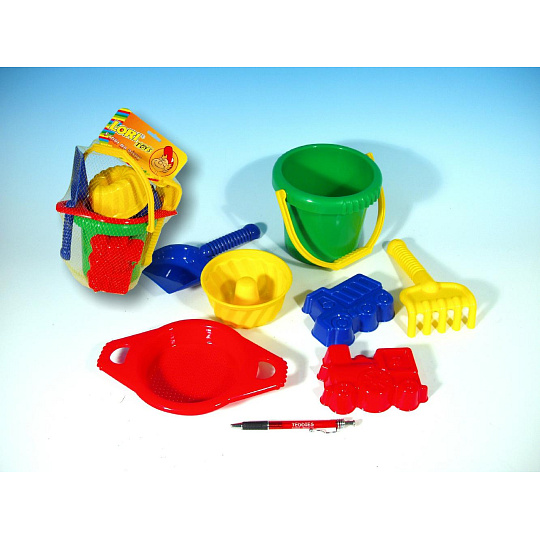 LORI Kbelík sítko lopatka hrabičky 3 bábovky plast, 12m+