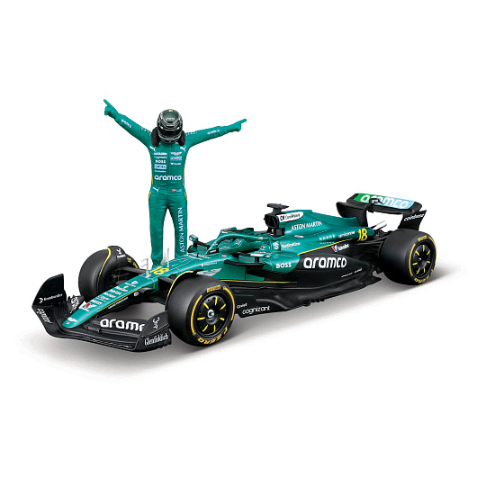 Bburago - RACE Formula F1 s figurkou jezdce, Aston Martin AMR25 (2025) #18 Lance Stroll, 1:24