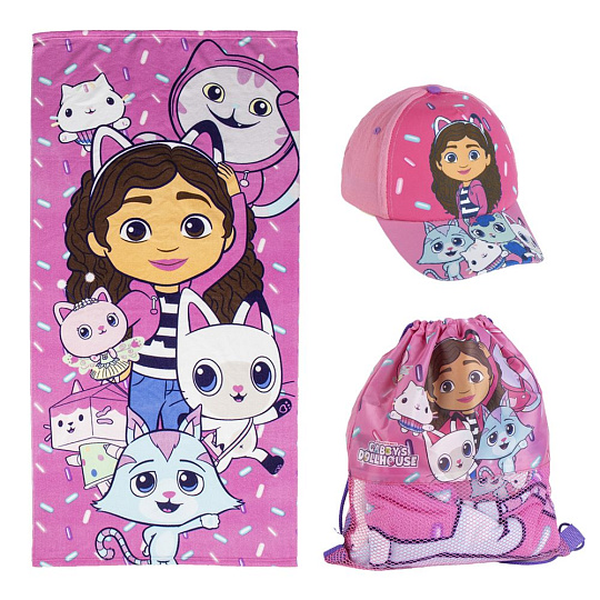 Cerdá SOUPRAVA GABBY´S DOLLHOUSE ručník, kšiltovka a sáček