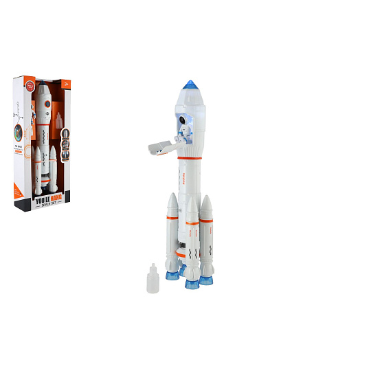 Raketa vypouštějící páru plast 36cm na baterie se zvukem se světlem s doplňky v krabici 17x38x6,5cm Raketa vypouštějící páru plast 36cm na baterie se zvukem se světlem s doplňky v krabici 17x38x6,5cm