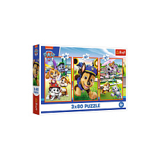 Puzzle 3x80 Psí gang Tlapková patrola/Paw Patrol  18x27,5cm v krabici 29x19x4cm