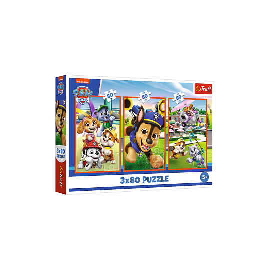 Puzzle 3x80 Psí gang Tlapková patrola/Paw Patrol  18x27,5cm v krabici 29x19x4cm