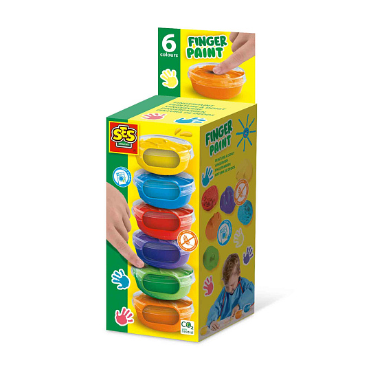 SES Prstové barvy - malé kalíšky 6 x 45ml