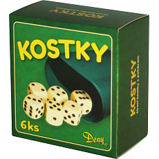 Rappa Hrací kostky bílé 6 ks, kelímek v krabičce