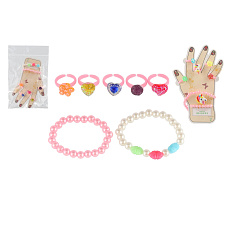 Sada krásy plast prstýnky 5ks + náramky 2 ks 2 druhy v sáčku 12x17cm