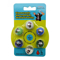 Moravská Ústředna Sada skleněných kuliček Krtek, mix 6 ks