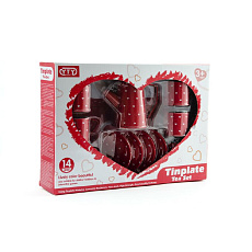 Nádobí červené plechové 14ks v krabici 34x24cm Nádobí červené plechové 14ks v krabici 34x24cm