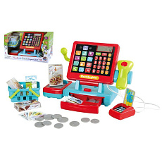 Teddies Pokladna dotyková s doplňky plast na baterie se zvukem v krabici 35x22x15cm Teddies Pokladna dotyková s doplňky plast na baterie se zvukem v krabici 35x22x15cm