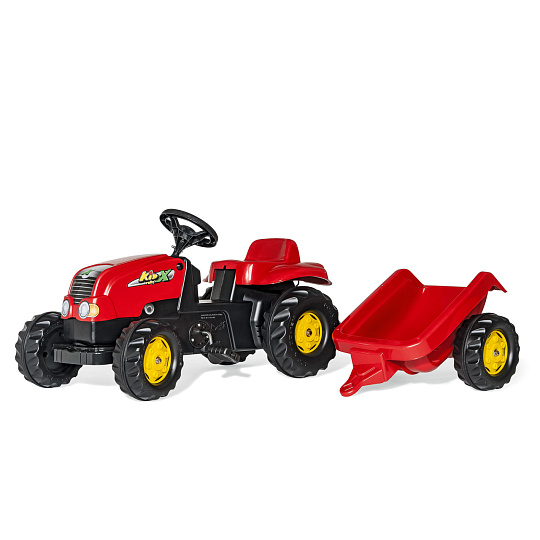 rollytoys Šlapací traktor Rolly Kid s vlečkou - červený