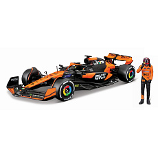 Bburago - RACE Formule F1 s figurkou jezdce, McLaren F1 Team MCL38(2024), #81 Oscar Piastr, 1:24