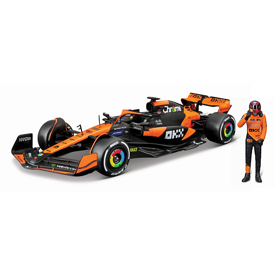 Bburago - RACE Formule F1 s figurkou jezdce, McLaren F1 Team MCL38(2024), #81 Oscar Piastr, 1:24