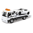 Bburago – STREET FIRE, Odtahové vozidlo Flatbed Tow Truck + Jaguar F-TYPE Coupé, 1:43