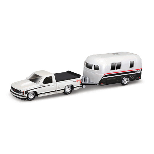 Maisto - Design Tow &amp; Go, 1993 Chevrolet 454 SS Pick-up Camper Trailer, 1:64
