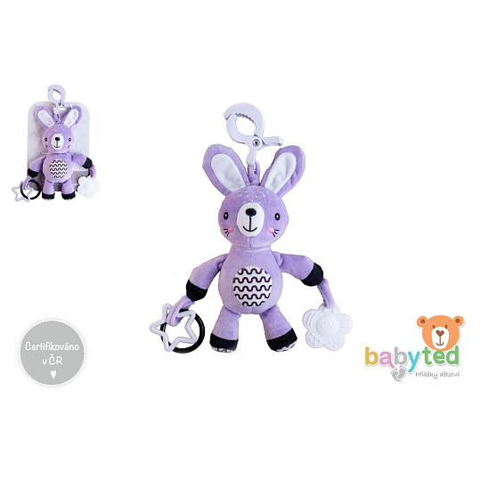 Zajíček/Zajíc babyted chrastítko plyš 30cm závěs na postýlku/kočárek na kartě v sáčku 0m+