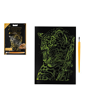 SMT Creatoys Škrabací obrázek zlatý Leopard 12,5x18cm na kartě SMT Creatoys Škrabací obrázek zlatý Leopard 12,5x18cm na kartě