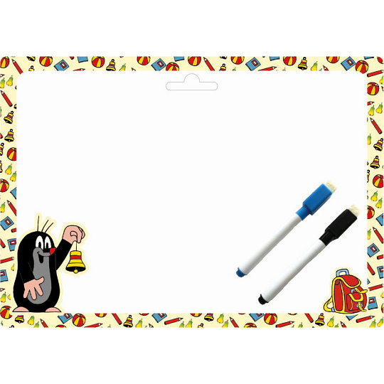 Akim Giochi Preziosi Oboustranně stíratelná tabulka/kreslící podložka A4 + 2 popisovače s plstěným hrotem - Krtek 3