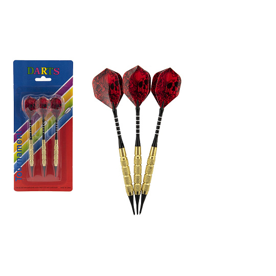 Teddies Házecí šipky 3ks kov/plast 15cm s lebkou plastový hrot na kartě 11x25cm