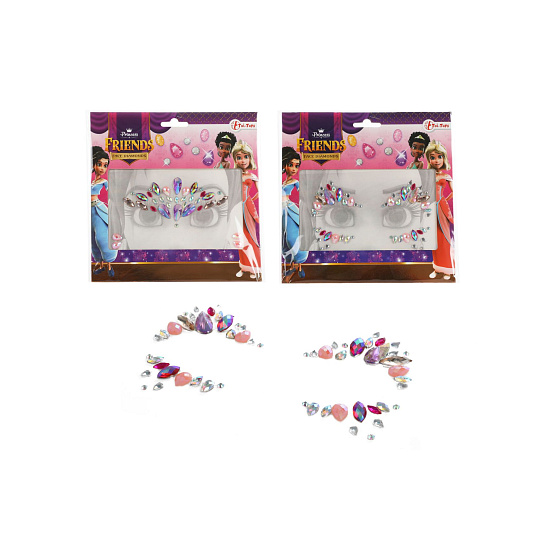Obličejové zdobící diamanty/kamínky Princezna plast 2 druhy v sáčku 18x17,5cm