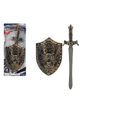 Meč rytířský se štítem na kartě