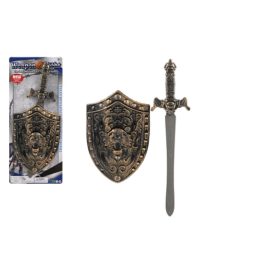 Meč rytířský se štítem na kartě