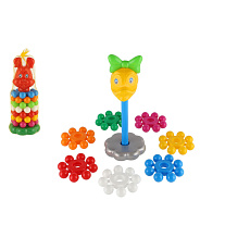 Skládanka pyramida s kroužky plast 26cm 3 druhy v síťce 12m+