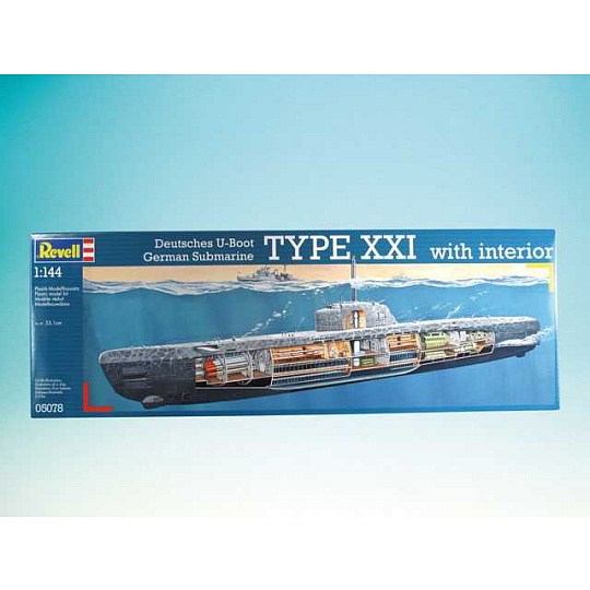 Revell Plastic ModelKit ponorka 05078 - Deutsches U-Boot Typ XXI mit Interieur (1:144)