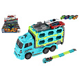 Teddies Auto kamion přepravník + auto 2ks plast 22cm na setrvačník 4 barvy