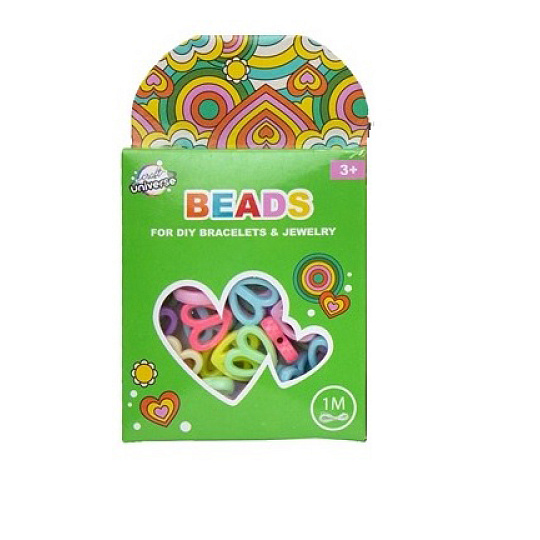 Rappa Sada korálků - srdíčka spojená + 1 metr provázek