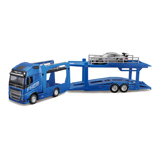 Bburago - STREET FIRE, Kamion s návěsem Multicar Carrier Volvo FH16 + Porsche 911 GT2 RS, 1:43