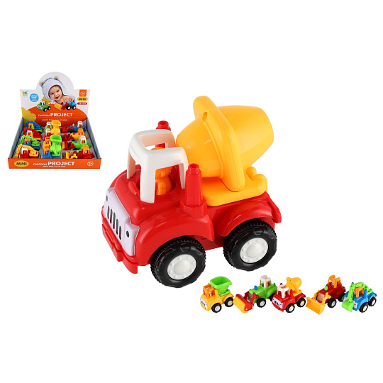 Teddies Auto stavební plast 10-12cm na setrvačník mix druhů