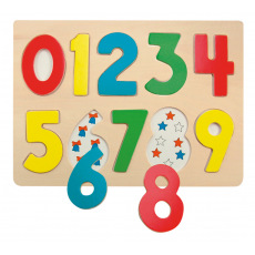 Woody Puzzle na desce číslice s beruškam