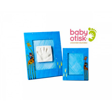 BABY OTISK - Sada pro otisk s ručně malovaným rámem a rámečkem na foto – modrá