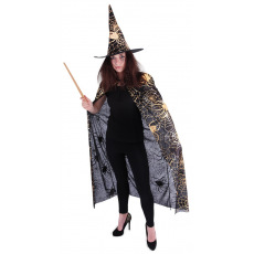 Rappa Čarodějnický plášť s kloboukem a pavučinou pro dospělé/Halloween