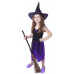 Rappa Dětský kostým fialový s kloboukem čarodějnice/Halloween (M)