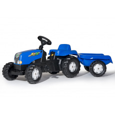 Rollytoys Šlapací traktor Rolly Kid s vlečkou modrý