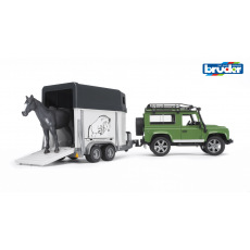 Bruder Land Rover s přívěsem pro přepravu koní včetně koně